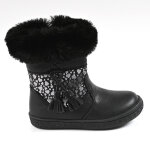 Bottes bb fille avec col fausse fourrure kokin noir