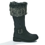 Bottes fille noir avec col fausse fourrure girl time