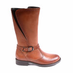 Bottes fille en cuir marron avec boucles loli et laly cuir