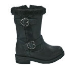 Bottes fourres fille noir avec boucles c?ur girl time