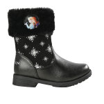 Bottes fille noir col fausse fourrure reine des neiges
