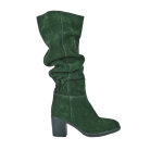 Bottes  talon femme en daim vert kaki tipo alto cuir