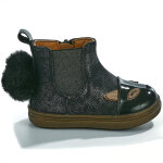 Bottines bb fille noir motif chat kokin