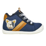 Bottines bb garon avec zip motif chien bleu marine