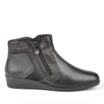 Bottines femme compenses avec zip sur le ct confort noir cuir