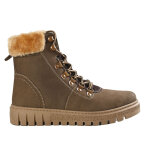 Bottines femme en cuir marron col fausse fourrure scalina cuir
