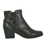 Bottines femme en cuir noir talon cuir