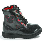 Bottines  lacets fille noir effet paillet minnie