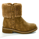 Bottines fourres fille camel col fausse fourrure girl time