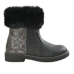 Bottines fille noir avec col fausse fourrure girl time