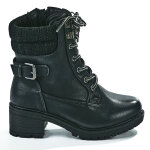 Bottines fourres fille noir avec col tricot girl time