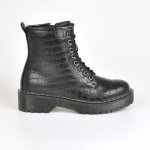 Bottines plates femme noir avec effet croco vice versa