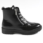 Bottines plates femme avec zip d�coratif creepers noir