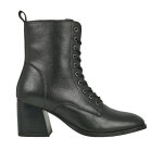 Bottines  talon femme en cuir noir lacets tipo alto cuir