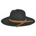 Chapeau fedora femme noir  grands bords cuir