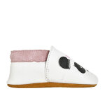 Chaussons b�b� en cuir blanc motif panda tipo alto cuir