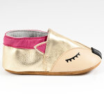 Chaussons bb fille en cuir dor motif renard tipo alto cuir