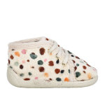 Chaussons bb fille fourrs blanc  pois