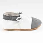 Chaussons cuir souple gris pour bb motif zbre - tipo alto cuir
