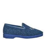 Chaussons femme forme charentaise bleu