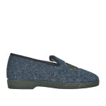 Chaussons homme bleu marine motif questre