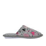 Chaussons mules femme gris motifs coeur