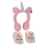 Chaussons + protge oreilles fille licorne rose