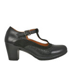 Escarpins  brides bi - matires noir scalina cuir