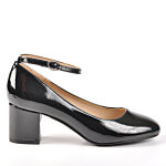 Escarpins  brides femme vernis noir talon carr cuir