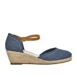 Espadrilles compenses femme bleu jean vice versa cuir