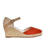 Espadrilles compenses femme rouge brique vice versa cuir