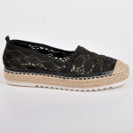Espadrilles femme macram noir semelle corde cuir