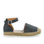 Espadrilles femme vice versa noir sangle cheville cuir
