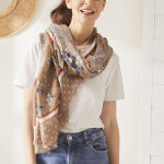 Foulard femme marron  motifs fleuris