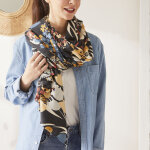 Foulard femme noir  motifs fleuris