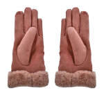Gants tactiles femme rose bord fourr isotoner