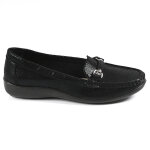 Mocassins confort femme noir effet reptile lady cuir