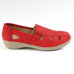 Mocassins femme lady confort rouge cuir