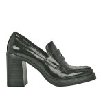 Mocassins  talon carr femme vernis noir mascara cuir
