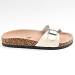 Mules anatomiques femme vernis blanc  boucle tamiko cuir