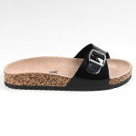 Mules anatomiques femme vernis noir  boucle vice versa cuir