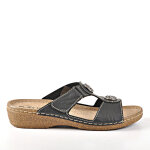 Mules compenses femme noir avec boutons fantaisie flexi's cuir