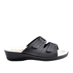 Mules compenses femme en cuir bleu marine  scratch flexi's cuir