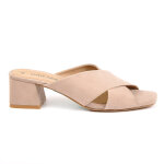 Mules femme � talons pierre cardin beige cuir