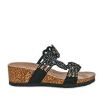 Mules anatomiques femme fleurs ajoures  strass tamiko cuir
