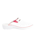 Mules sabots avec surpiqures contrastantes blanc cuir