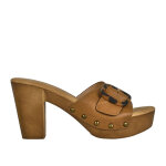 Mules sabots  talon femme camel mascara