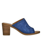 Mules  talons femme en cuir bleu agora cuir