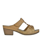 Mules  talons femme beige fleurs lady confort cuir