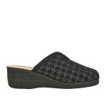 Pantoufles confort femme noir compenses cuir